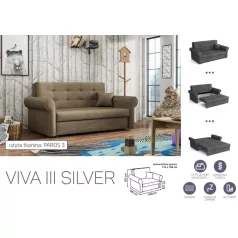   VIVA SILVER III. előre nyíló rugós kanapé Paros 3 színben