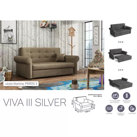 VIVA SILVER III. előre nyíló rugós kanapé Paros 3 színben