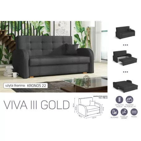VIVA Gold III. előre nyíló kanapékronos 22 színben