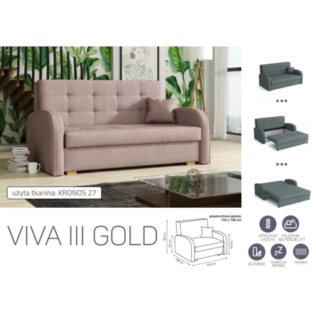VIVA Gold III. előre nyíló kanapékronos 27 színben