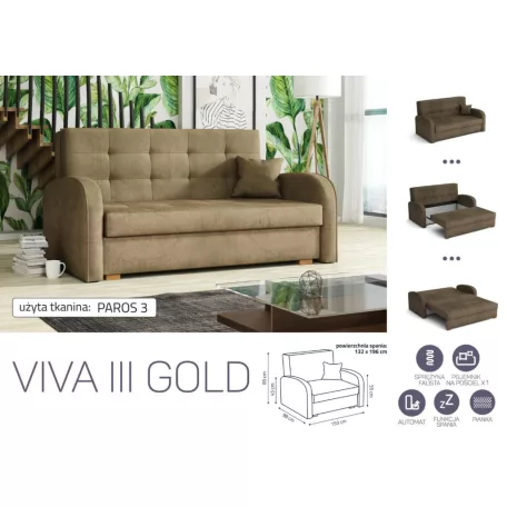 VIVA Gold III. előre nyíló kanapé Paros 3 színben