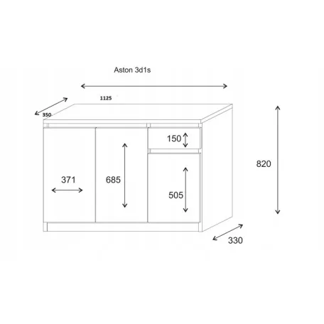 Aston 3d1s komód fehér