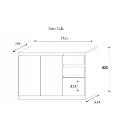 Aston 3d2s komód fehér