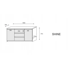 Shine sonoma/fehér komód