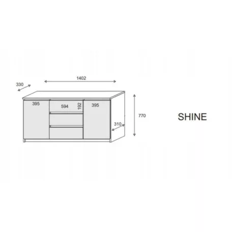 Shine sonoma/fehér komód