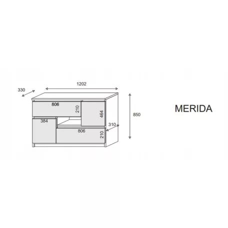 Merida sonoma/fehér komód