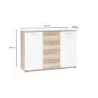 Jacky 2 sonoma/fehér komód 120 cm