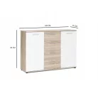 Jacky 2 country szürke/fehér komód 120 cm