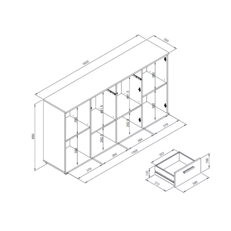 Jacky 3 country szürke/fehér komód 160 cm