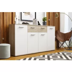   Palma LUX L komód 160 cm, 4 ajtós 2 fiókos,  sonoma/fehér színben