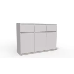 Palma LUX M 3 ajtós, 3 fiókos komód fehér színben