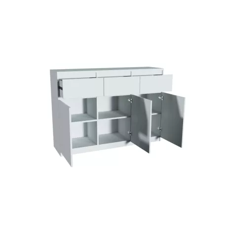 Palma LUX M 3 ajtós, 3 fiókos komód fehér színben