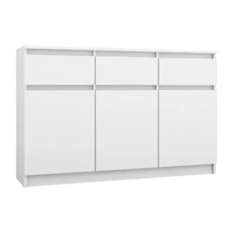 Palma LUX M 3 ajtós, 3 fiókos komód fehér színben