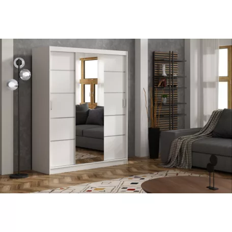 Palma LUX 180 cm tolóajtós gardróbszekrény, fehér színben