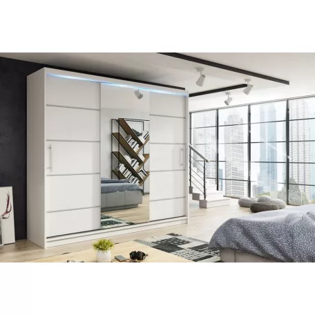 Palma LUX 180 cm tolóajtós gardróbszekrény, fehér színben