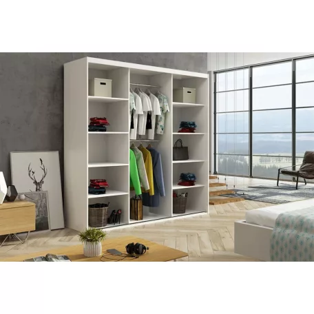 Palma LUX 180 cm tolóajtós gardróbszekrény, fehér színben