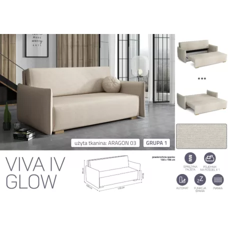 VIVA Glow IV. előre nyíló kanapé Aragon 03 színben