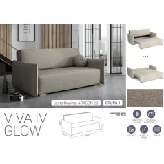 VIVA Glow IV. előre nyíló kanapé Aragon 20 színben