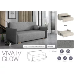 VIVA Glow IV. előre nyíló kanapé Aragon 90 színben