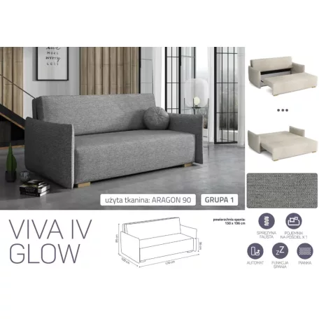 VIVA Glow IV. előre nyíló kanapé Aragon 90 színben