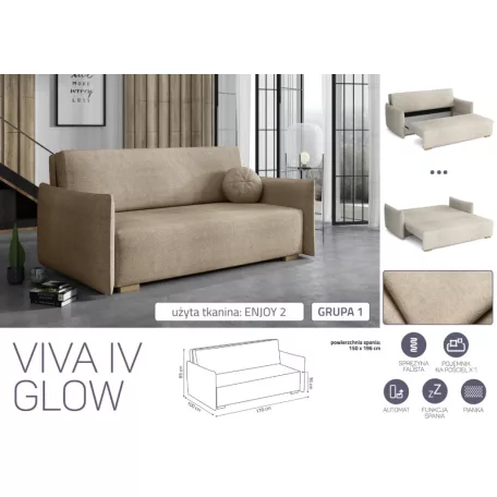 VIVA Glow IV. előre nyíló kanapé Enjoy 2 színben