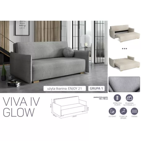 VIVA Glow IV. előre nyíló kanapé Enjoy 21 színben