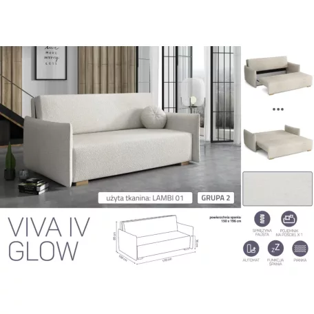 VIVA Glow IV. előre nyíló kanapé Lambi 01 színben