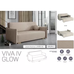 VIVA Glow IV. előre nyíló kanapé Lambi 06 színben