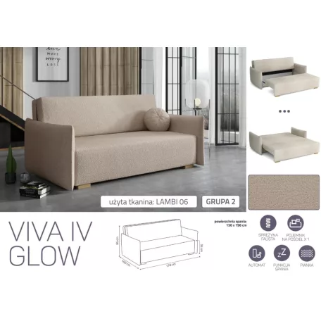 VIVA Glow IV. előre nyíló kanapé Lambi 06 színben