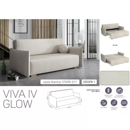 VIVA Glow IV. előre nyíló kanapé Stark 371 színben