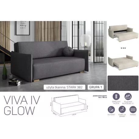 VIVA Glow IV. előre nyíló kanapé Stark 382 színben