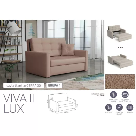 VIVA LUX II. előre nyíló fotelágy Geraa 20 színben