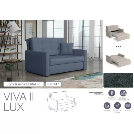 VIVA LUX II. előre nyíló fotelágy Geraa 55 színben