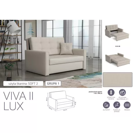 VIVA LUX II. előre nyíló fotelágy Soft 2 színben