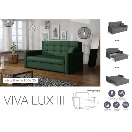 VIVA LUX III. előre nyíló fotelágy Look 20 színben