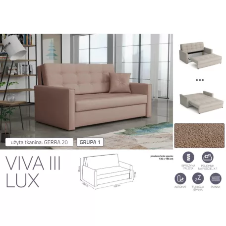 VIVA LUX III. előre nyíló fotelágy Gerra 20 színben