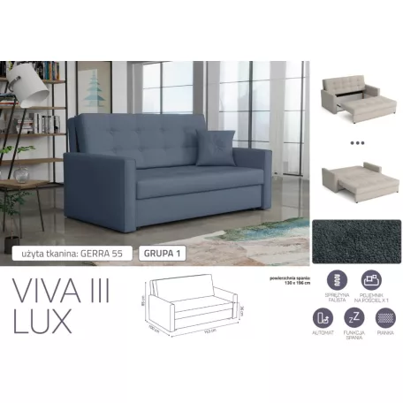 VIVA LUX III. előre nyíló fotelágy Gerra 55 színben