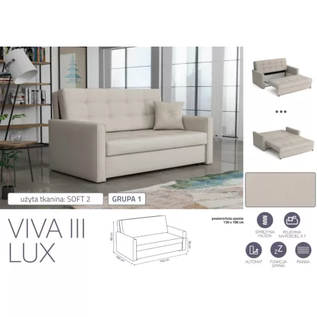 VIVA LUX III. előre nyíló fotelágy Soft 2 színben