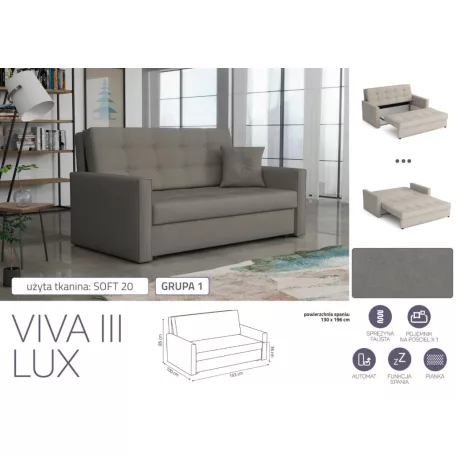 VIVA LUX III. előre nyíló fotelágy Soft 20 színben