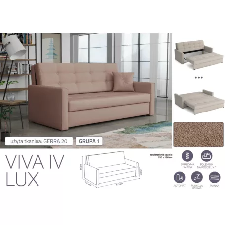 VIVA LUX IV. előre nyíló fotelágy Gerra 20 színben