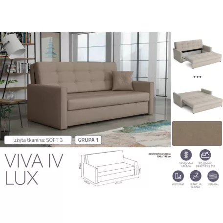 VIVA LUX IV. előre nyíló fotelágy Soft 3 színben