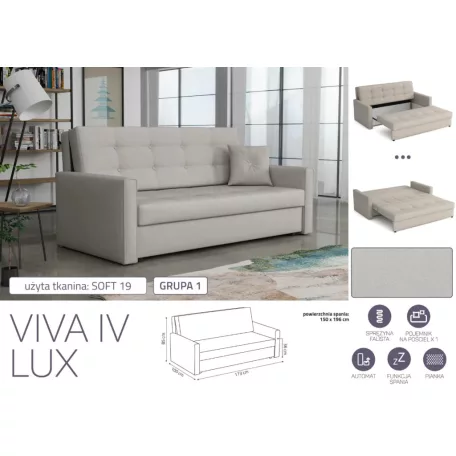VIVA LUX IV. előre nyíló fotelágy Soft 19 színben