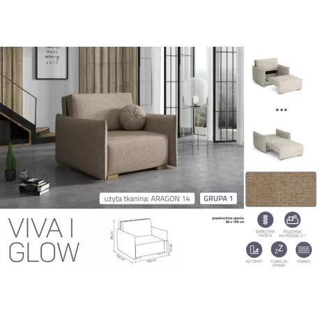 VIVA Glow I. előre nyíló fotel Aragon 14 színben