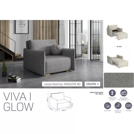 VIVA Glow I. előre nyíló fotel Aragon 90 színben