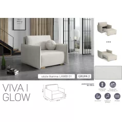 VIVA Glow I. előre nyíló fotel Lambi 01 színben