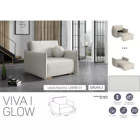 VIVA Glow I. előre nyíló fotel Lambi 01 színben