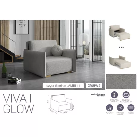 VIVA Glow I. előre nyíló fotel Lambi 11 színben