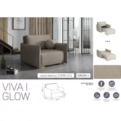 VIVA Glow I. előre nyíló fotel Stark 372 színben
