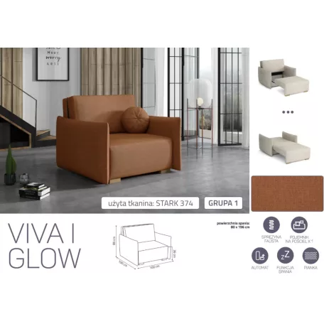 VIVA Glow I. előre nyíló fotel Stark 374 színben