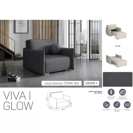 VIVA Glow I. előre nyíló fotel Stark 382 színben